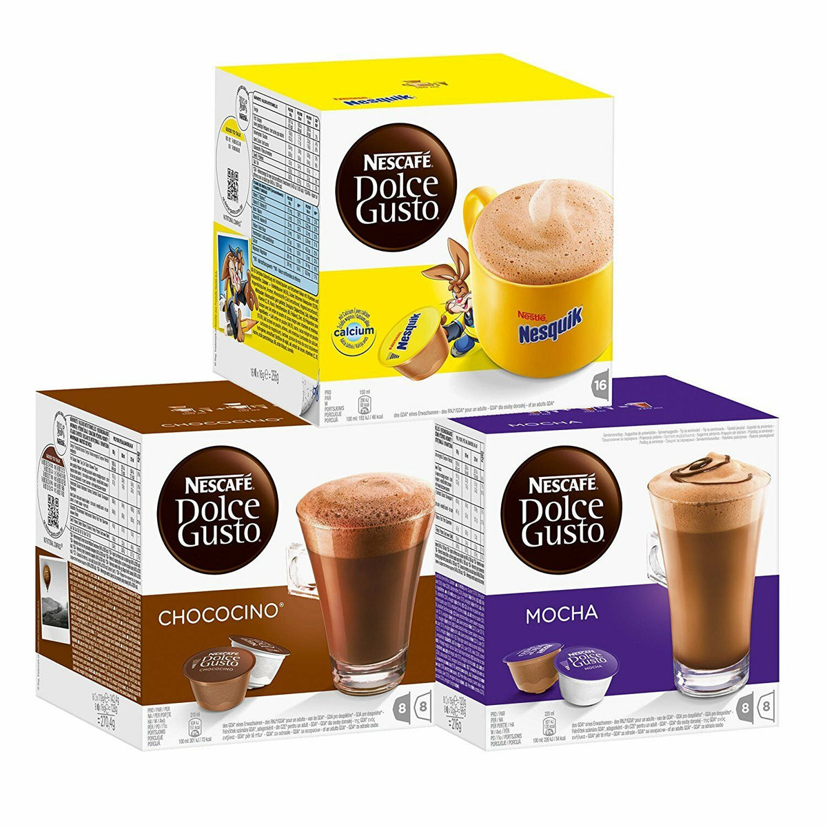 Nescafe Dolce Gusto Hot Chocolate by Nesquik Capsules, 3 x Boxes