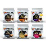 Tassimo LOR Variety Bundle Latte/Double Shot/Caramel/Café Long 6 Packs 72 Cups